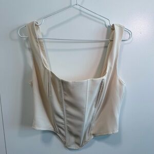 Fashion Nova Ivory Structured Corset Crop Top NWT - M